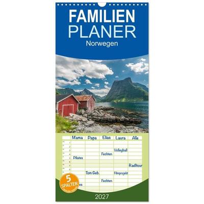 Familienplaner 2027 - Norwegen mit 5 Spalten (Wandkalender, 21 x 45 cm) CALVENDO