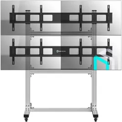 ONKRON TV Monitore Boden Videowandständer, TV Ständer, TV Standfuss 2x2 40-50 Zoll VESA 200x200mm - 600x400 mm, Last 50x4 kg FSPRO2L-22 Silber