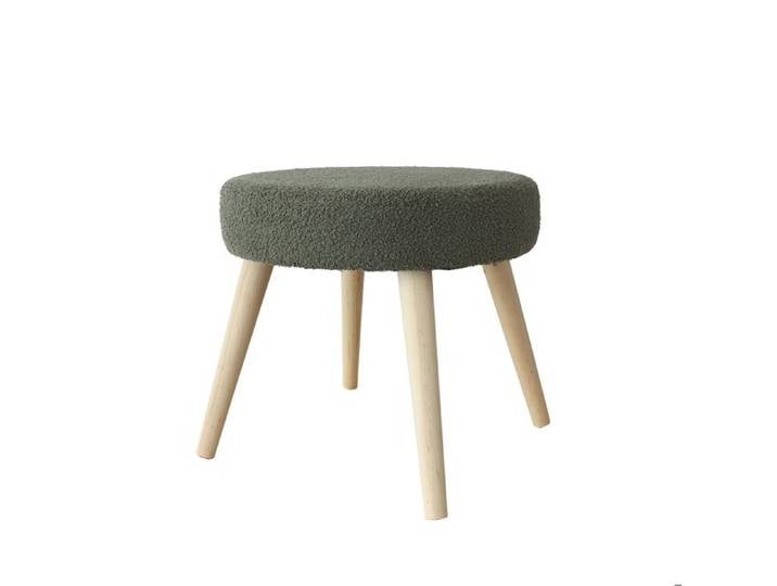 Tabouret rond en bouclettes Vert 45x45x40 cm
