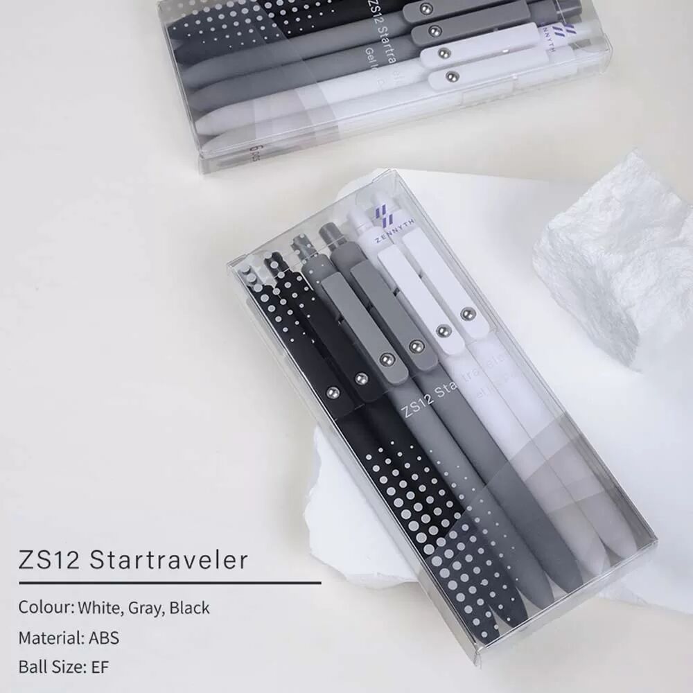 INF 6 Stück Morandi Retro Farb-Klick-Gelstifte, 0,5 mm Low Center of Gravity Schwarze Tinte Stifte für Büro und Studium