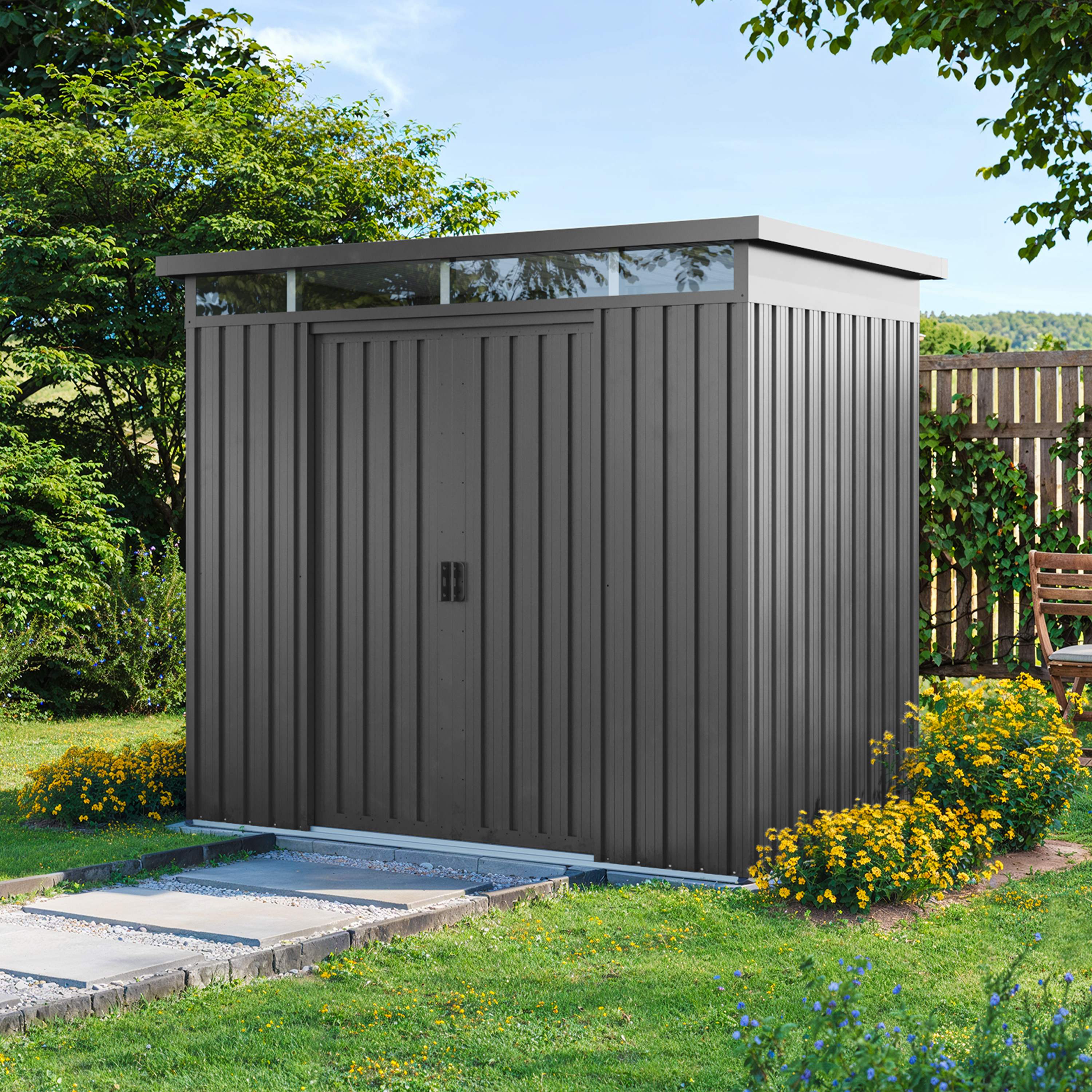 PRIMEYARD 200 x 110 cm Gerätehaus, Perlgrau - (GFPV01008)