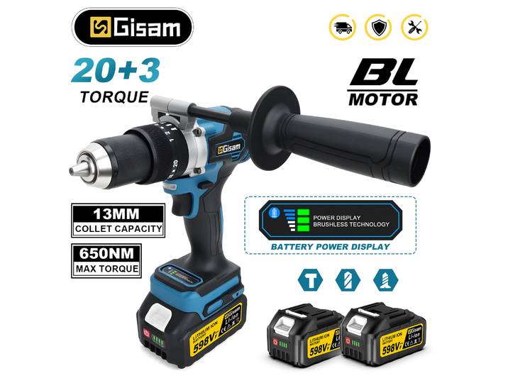Gismis 650NM perceuse à percussion électrique sans brosse 13MM mandrin tournevis électrique sans fil outil pour Makita 18V broches de batterie
