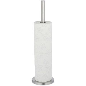 Relaxdays Toilettenpapier-Ersatzrollenhalter Aufbewahrung, stehend, für 5 Rollen, aus Metall, verchromt