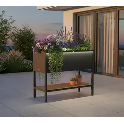Herstera Garden Metall Deco Hochbeet | inkl. Beleuchtung | 40x100x80 cm - Anthrazit