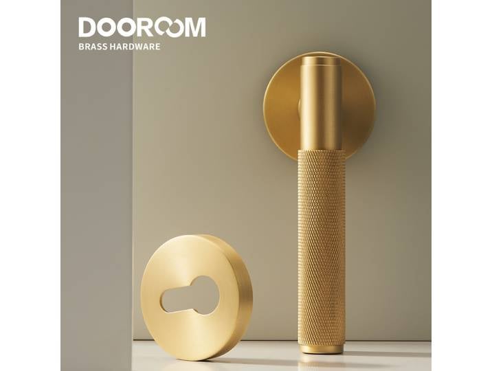 Dooroom – ensemble de leviers de porte en laiton, Passage de confidentialité moleté, poignée de verrouillage factice, matériel moleté