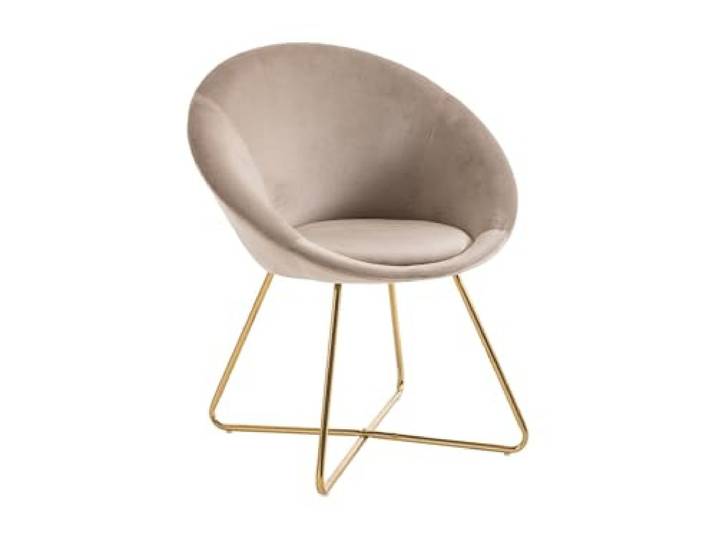 Vente-unique - Stuhl 1 Person Burban Samt Beige Verchromtes Finish für eine glänzende Oberfläche