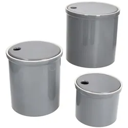 3er Set OSKAR Vorratsdose S, M & L in Grau aus weißem Ton - 1992S + 1993M + 1994L