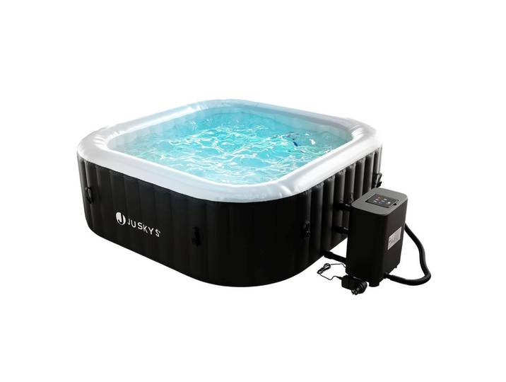 Juskys Whirlpool SpaLuxe LED 185x185x65 cm schwarz/weiß, Schwarz, Kunststoff, 185x65x185 cm, Freizeit & Co, Wellness & Gesundheit, Whirlpools
