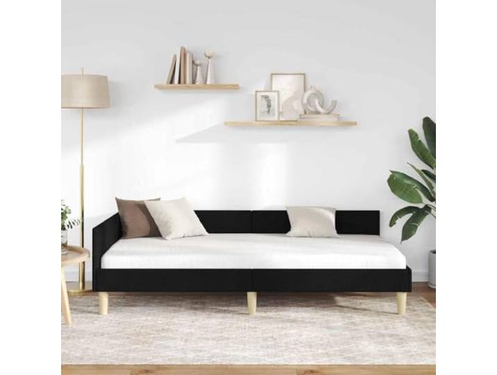 KTHLBRH Eckbett Schwarz 90 x 200 cm Stoff Polyester, Sperrholz, platzsparendes Design, wendbares Kopfteil, Sofabett