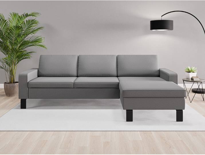 Ecksofa Rio Nr. 1 rechts - Grau (Schiefergrau) - Softwolle