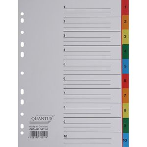Quantus Register Kunststoff, 1-10, A4, 10-teilig, vollfarbig