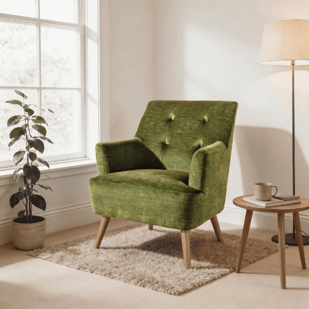 Norden Home Arta Upholstered Armchair Green 83cm H X 71cm W X 74cm D