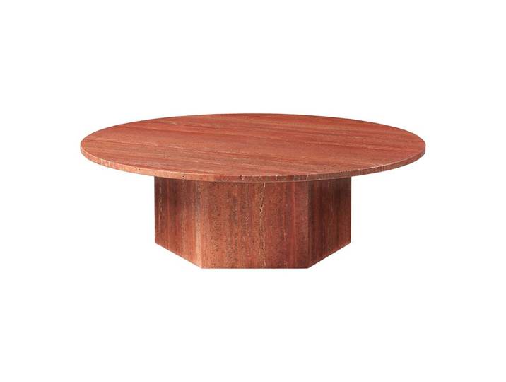 GUBI table basse EPIC COFFEE TABLE Ø 110 cm (Burnt Red - Travertin)