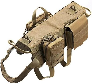 Uplift Essentials Professional Tactical Adventure Dog Harness With Utility Pouches khaki m