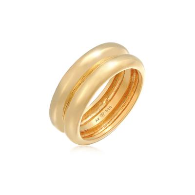 Partnerring ELLI PREMIUM "Ring Bandring Double Unisex 925 Ring rhodiniert" Gr. 60, gold, Fingerringe, Damen, 60, Silber 925 (Sterlingsilber)