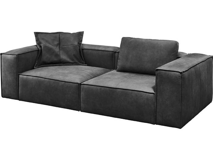 KAWOLA Sofa CARMO 3-Sitzer Leder anthrazit