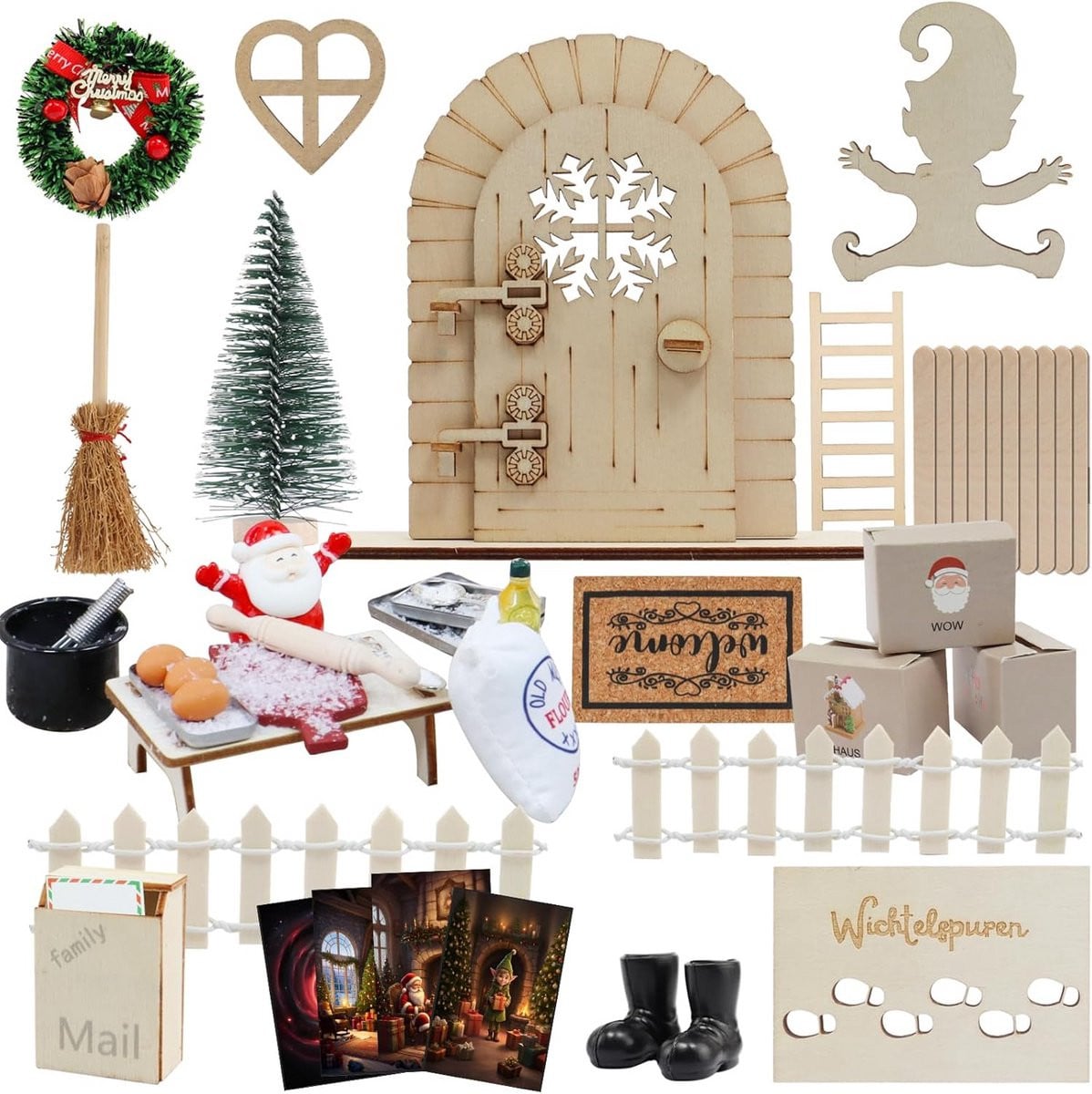 Magische Elfendeur Set met 46 Kerst Miniatuur Accessoires voor Kinderen en Slaapkamer Decoratie