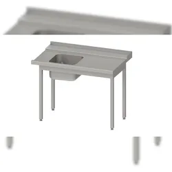 Stalgast Edelstahl Zulauftisch, Korbführung mit Gefälle, ohne Grundboden, ein Becken 1100x750x880 mm, Anbauseite rechts, verschweißt