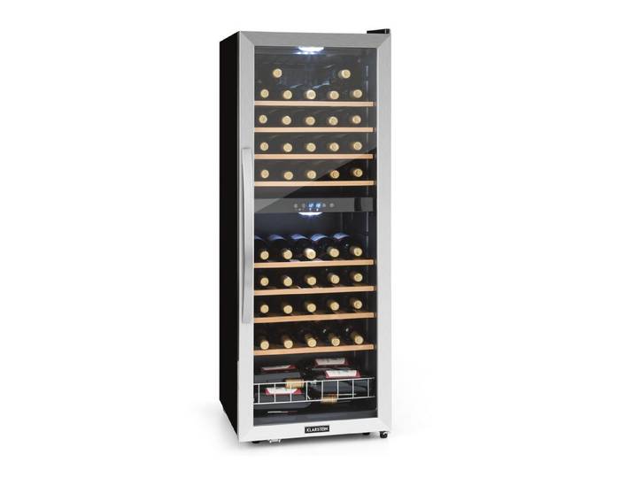 Klarstein Weinkühlschrank Vinamour 54 Duo Weinkühlschrank 148 L 54 Flaschen 2 Zonen Touch, für 54 Standardflaschen á 0,75l,2 Zonen Wein Flaschenkühlschrank Weintemperierschrank Kühlschrank