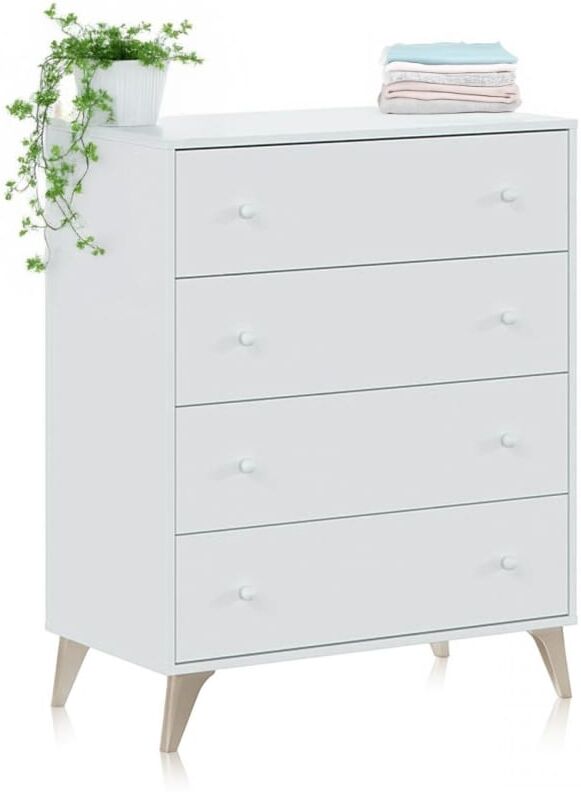 duehome Cómoda de 4 cajones en formato vertical 77,5x95 cm blanco