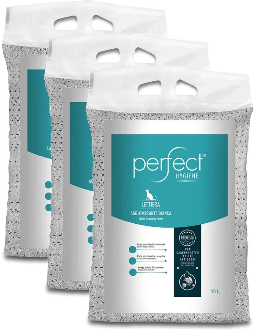 Kit Risparmio 3x10L Perfect Lettiera Agglomerante per Gatti CARBONI ATTIVI
