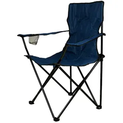 VCM Faltstuhl Campingstuhl Angelstuhl   blau   Armlehne mit Getränkehalter   klappbar   Maße H. 90x B.47x L. 47 cm