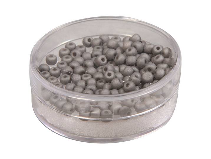 Rayher Silk-Bead Glas-Rocailles Anthrazit 4 mm 120 Stück