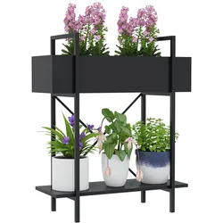 Outsunny Pflanzenständer 2-Etagen, Blumenständer für Innen Außen, Pflanzenregal