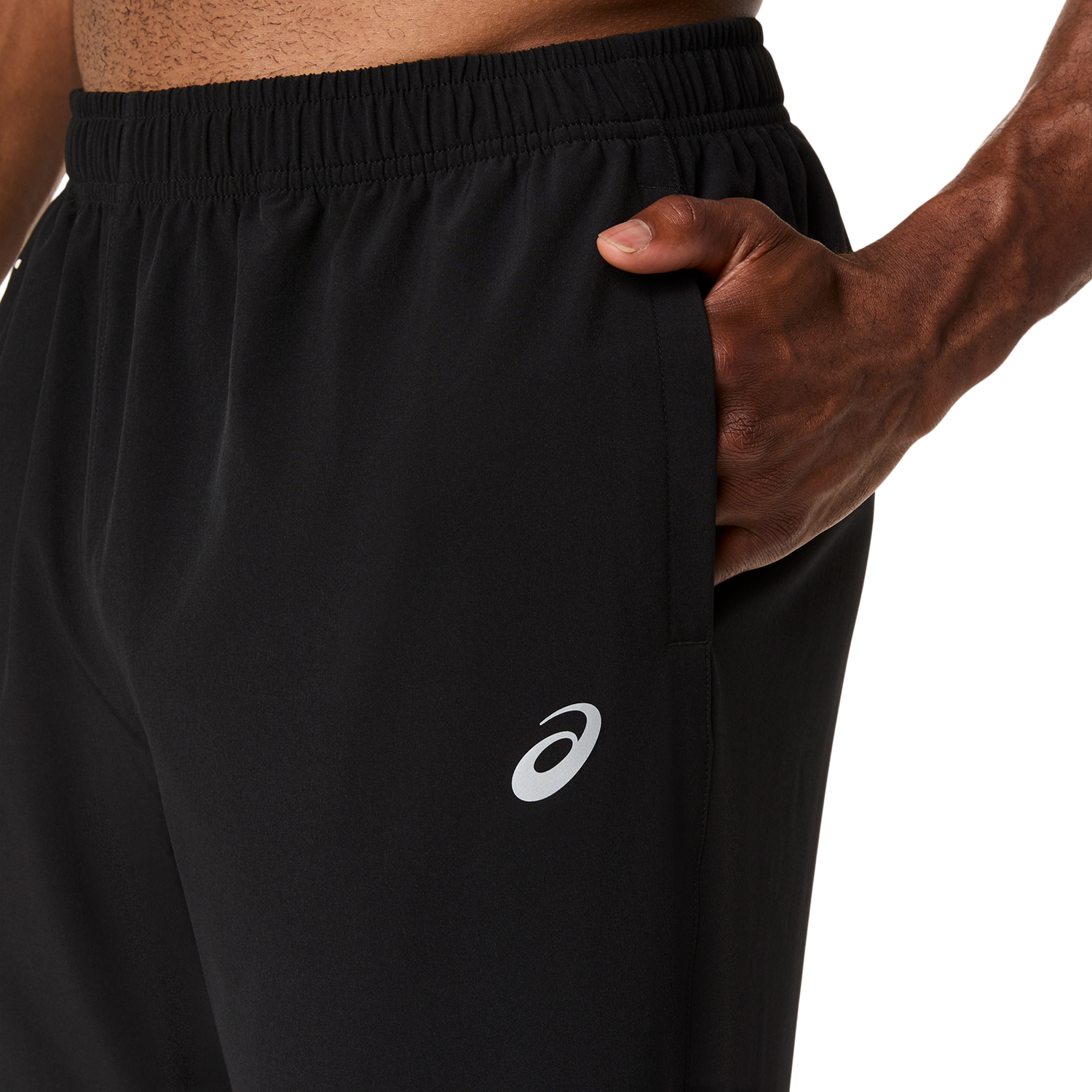 Laufhose ASICS "ICON PANT", Herren, Gr. XL, N-Gr, schwarz (performance schwarz, cream), Web, Obermaterial: 87% Polyester, 13% Elasthan, bedruckt, unifarben, Basic lang, Hosen Laufhose, Schnelltrocknend, Atmungsaktiv, Reflektierend performance schwarz, cre