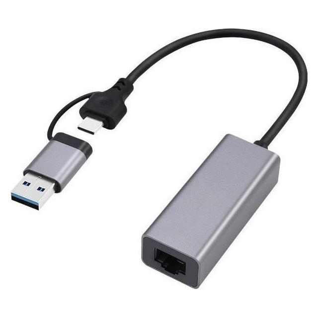 Gembird Carte Réseau USB-A/C 3.0 vers RJ45 Gigabit (USB 3.0, USB 3.1 Gen 1, USB-C, RJ45 Gigabit Ethernet (1x)) (A-USB3AC-LAN2G-01)