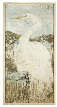 "White Heron Framed Canvas - 51"" x 26"" - Ballard Designs"