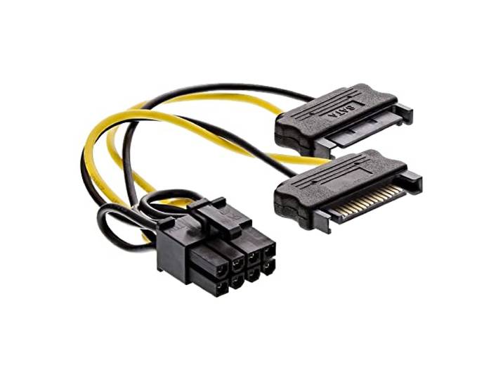 InLine 26628D stroomadapter intern, 2x SATA naar 8pol voor PCIe (PCI-Express) grafische kaarten, 0,15 m