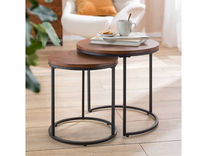 Beistelltisch Marias II 2er-Set Schwarz/Braun/Braun