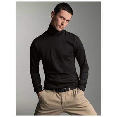 Rollkragenshirt TRIGEMA "TRIGEMA Langarm Ski- und Sport-Rollkragenpullover", Herren, Gr. 3XL, schwarz, Feinripp, 100% Baumwolle (Bio-Baumwolle kbA), Basic, normal, ohne Ausschnitt, Shirts