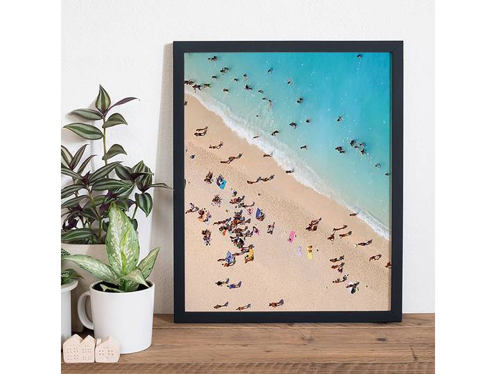 Tableau déco Ocean City Cadre : hêtre massif verni Revêtement : plexiglas Multicolore 42 x 52cm