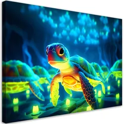 WANDBILD kosmische neon schildkröte