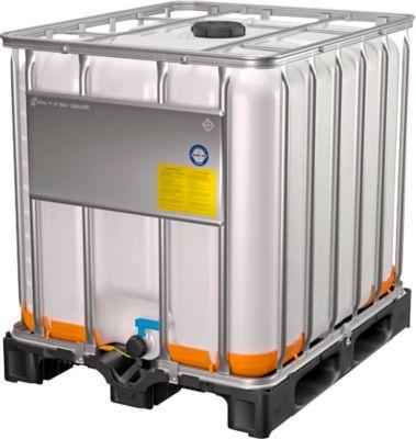 IBC Container, 1000 Liter, EX-Schutz, Chemikalien- und UV-beständig, Kunststoffpalette, B 1200 x T 1000 x H 1163 mm, natur