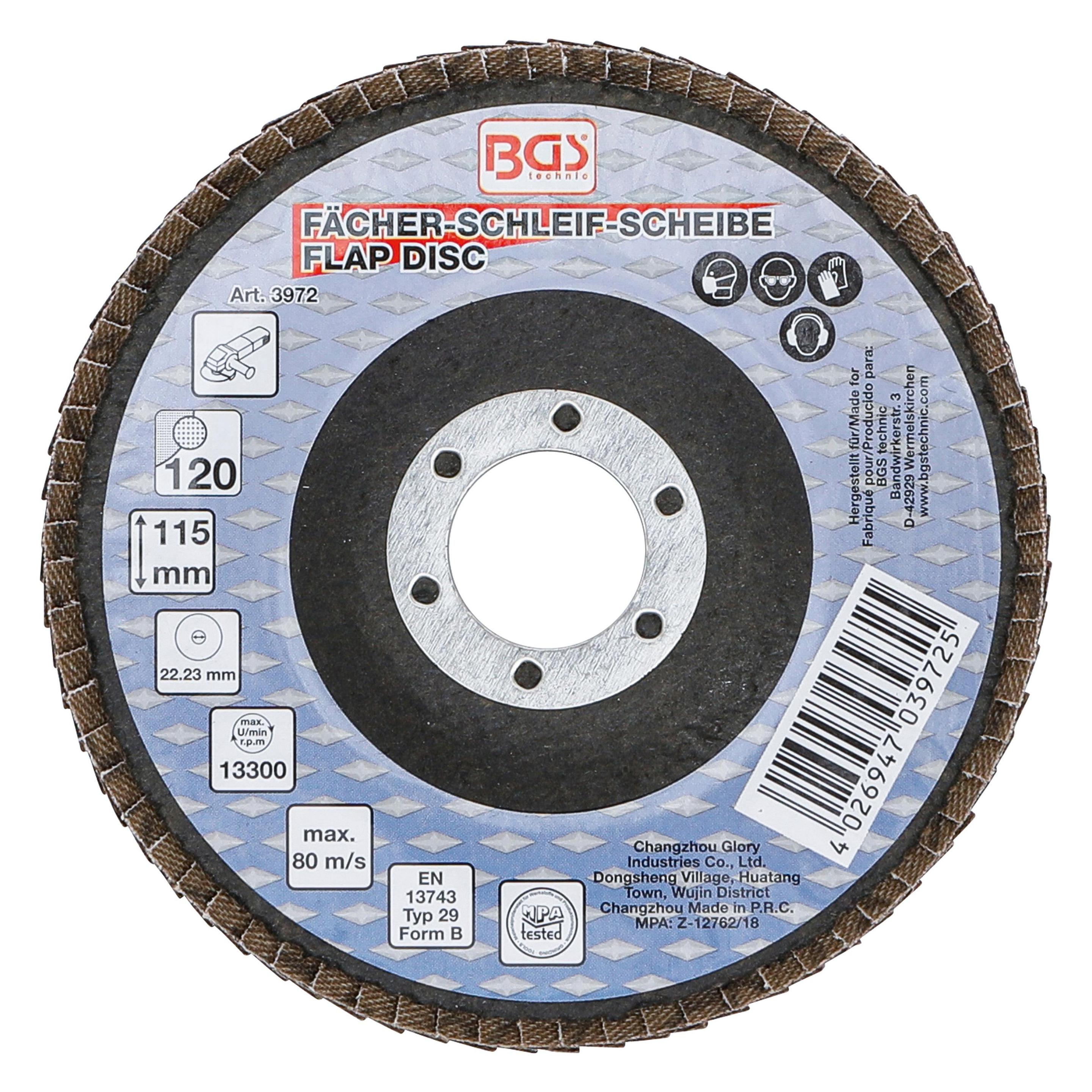 BGS Fächer-Schleif-Scheibe Ø 115 mm K 120 (120) (3972)