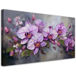 LEINWANDBILD Orchidee Lila Blumenarrangement 80x40cm