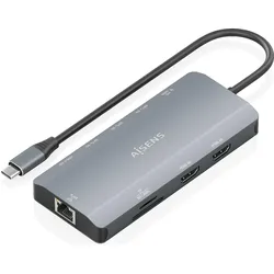 Aisens ASUC-10P052-GR (USB-C, 4 Ports), Dockingstation + USB Hub, Grau