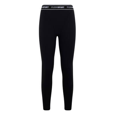 Leggings PLEIN SPORT "Jogging-Leggings", Damen, Gr. XL, US-Größen, schwarz (02, schwarz), Obermaterial: 69% Polyamid, 31% Elasthan, Hosen Leggings