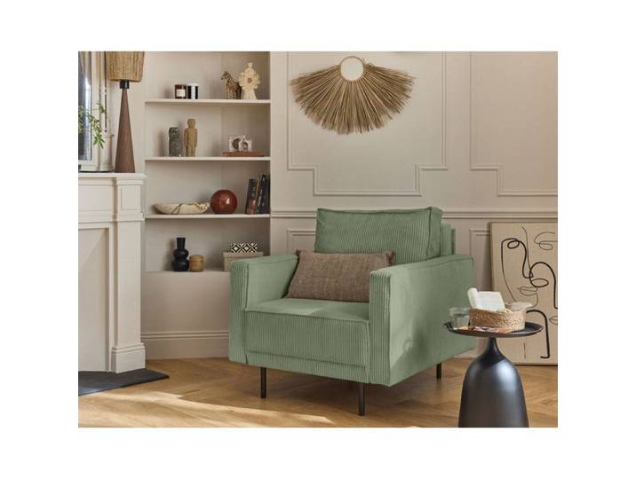 Charlie - fauteuil - pieds hauts - en velours côtelé - Vert sauge