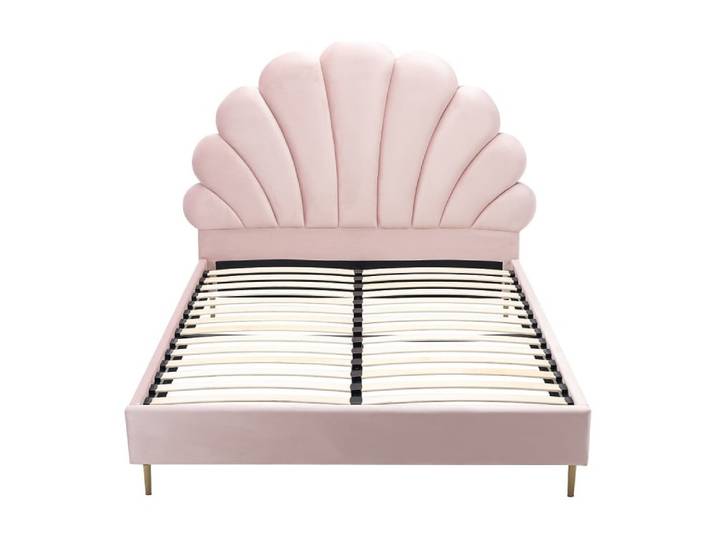 Cadre de lit velours rose 140 x 190
