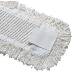 Wischmop Baumwollmopp Premium Kombi getuftet 50 cm weiß innen Schlinge außen Franse, Kombi Tasche + Lasche