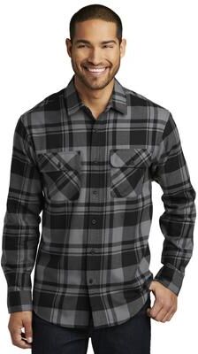 Port Authority W668 Plaid Flannel Shirt in Gray/Black size 2XL