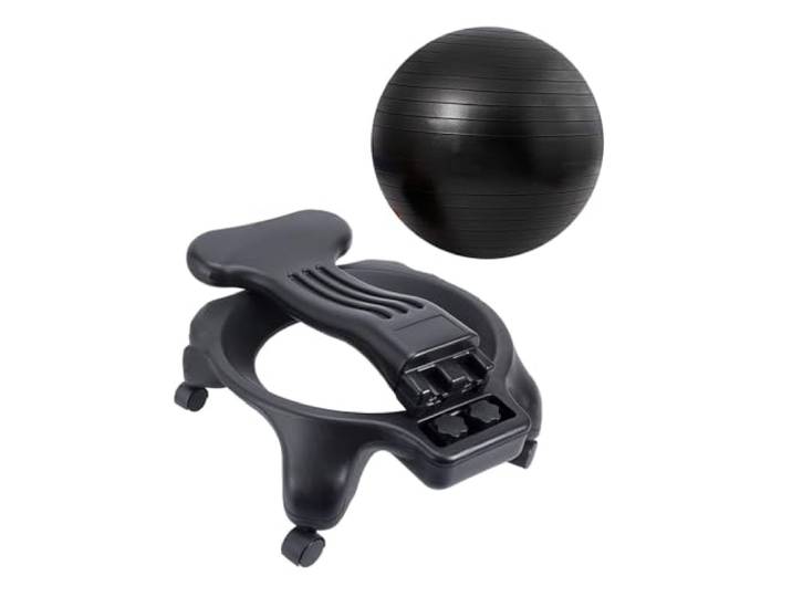 SRNSAEB Yoga Balance Ball Stuhl Gymnastikball-Stuhl Mit Rückenlehne, Rollbarer Gymnastikball-Hocker