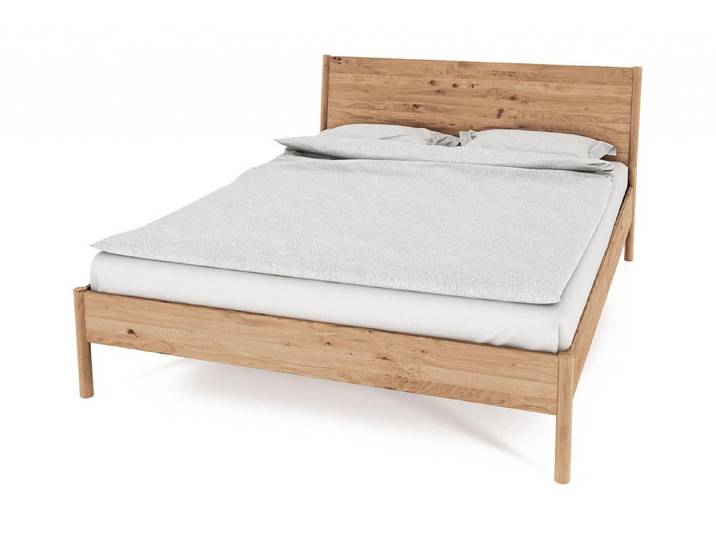 Natur24 Bett Zola Bett Wildeiche massiv bianco 200x200 mit Holzkopfteil