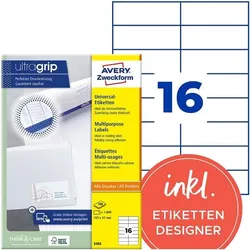Avery Zweckform 1600er-Pack Universal Klebeetiketten »3484« weiß