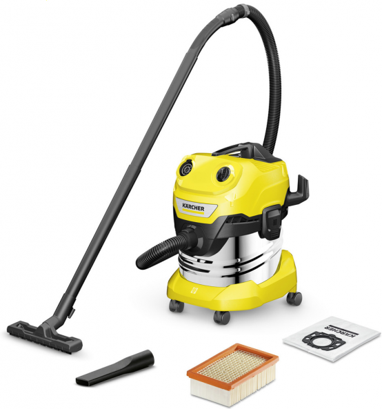 Karcher WD 4 S V-20/5/22 - Bidone aspiratutto - 20 Litri - Fusto in acciaio Inox
