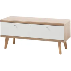 TV-LOWBOARD weiß, Eiche Riviera, TV-Unterteil skandinavisch, 107 x 50 cm